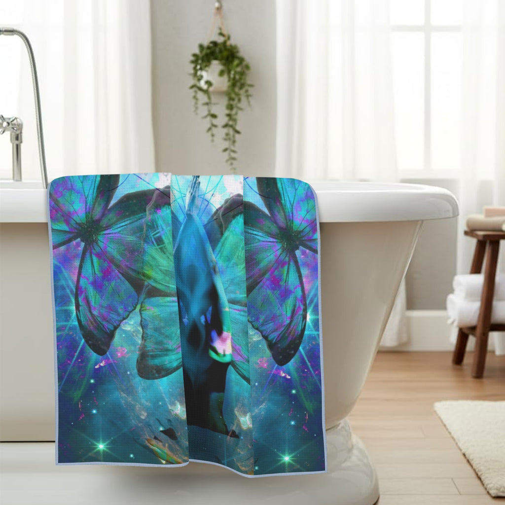 Katerina's Now & Forever Metamorphosis Meditations Waffle Weave Bath Towel 29" x 58" | Ships from USA