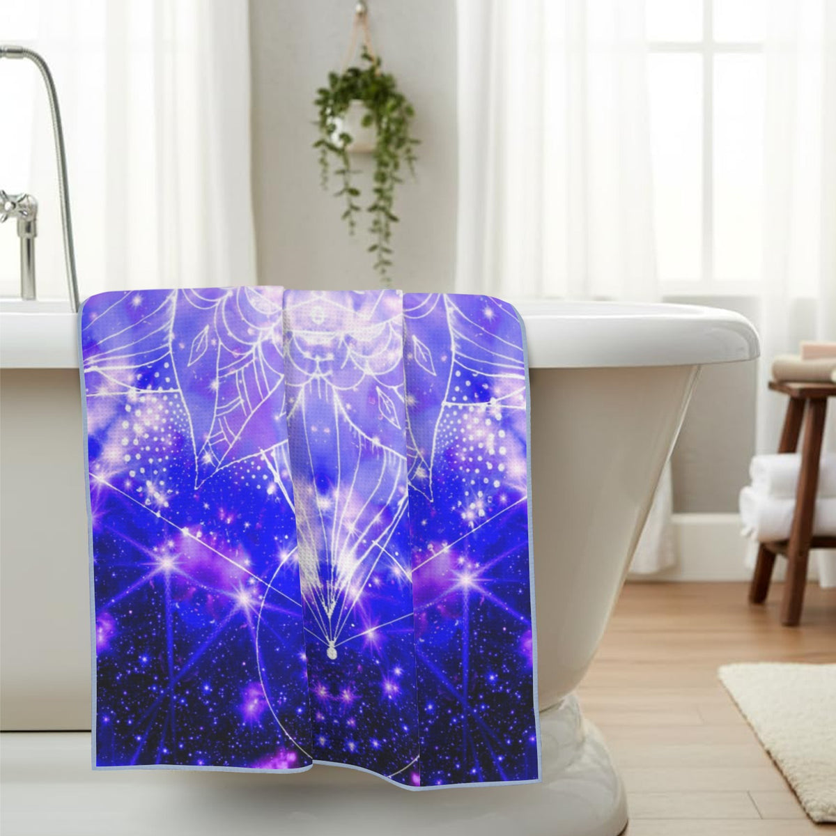 Katerina's Psyche Yin Yang Meditations Waffle Weave Bath Towel 29" x 58" | Ships from USA