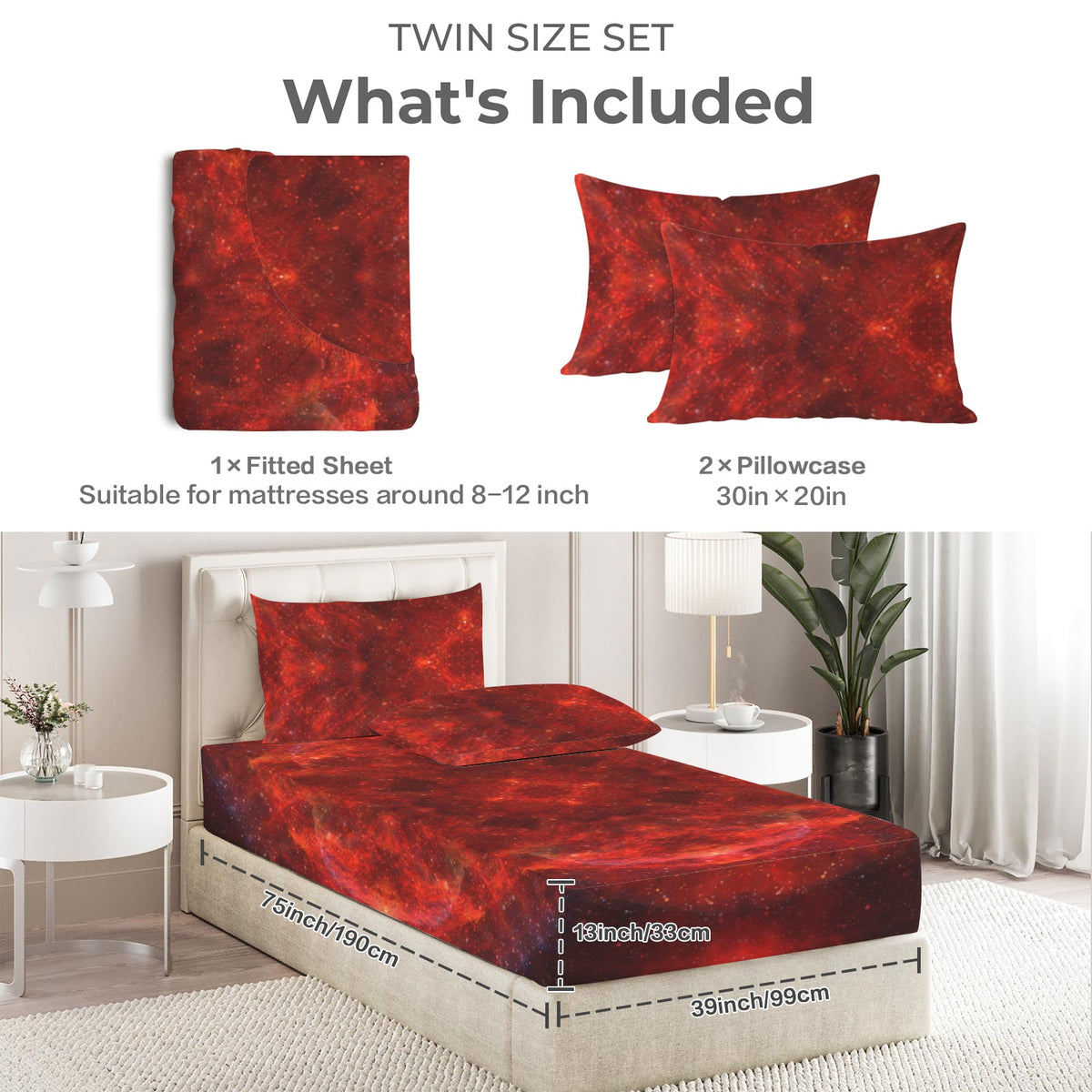 Katerina's Love and Hatred Desires Twin Bedding Set (Fitted Sheet + Pillowcases) | Ships from USA