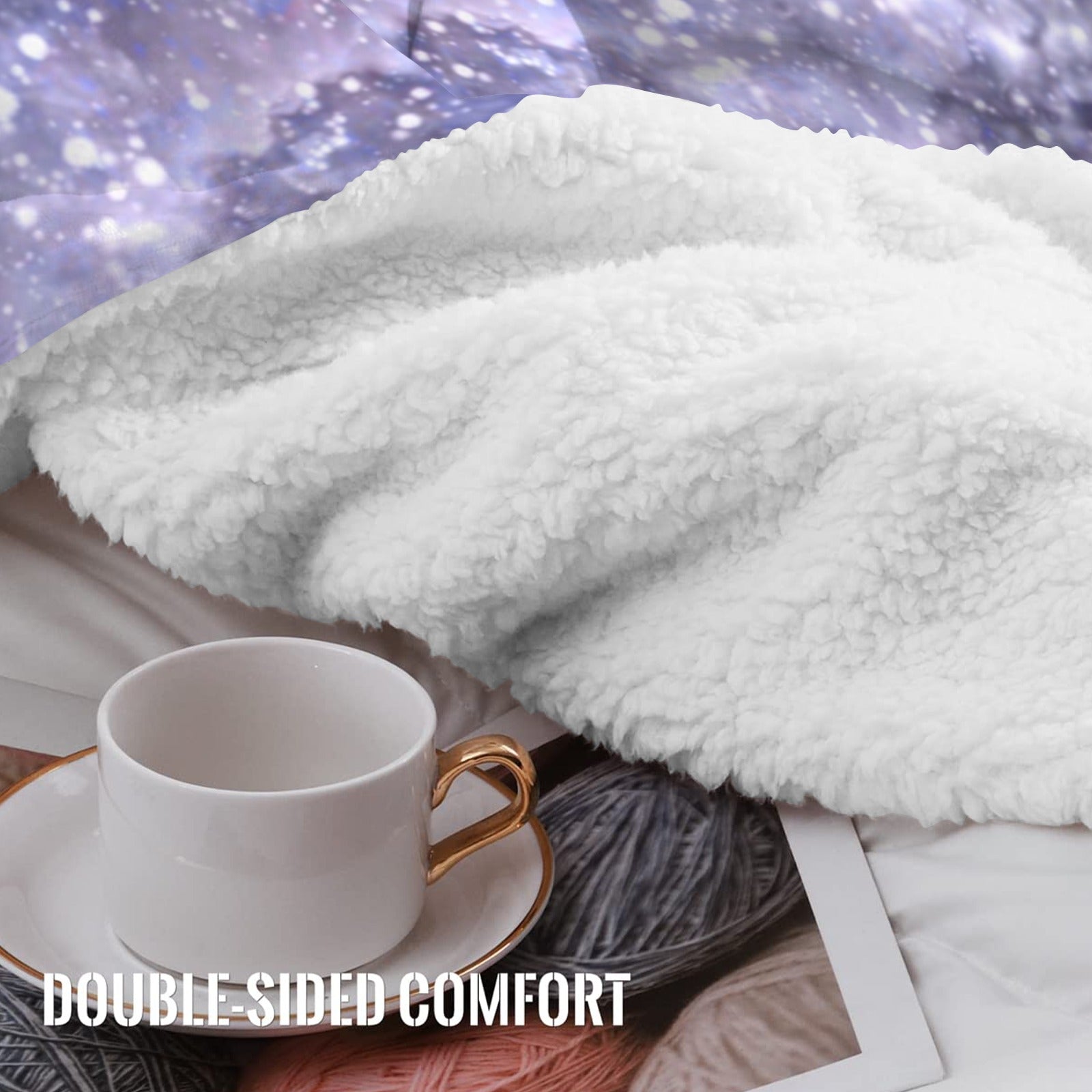 Katerina's Lilac Star Desires Sherpa Fleece Blanket 60" x 80" | Ships from USA