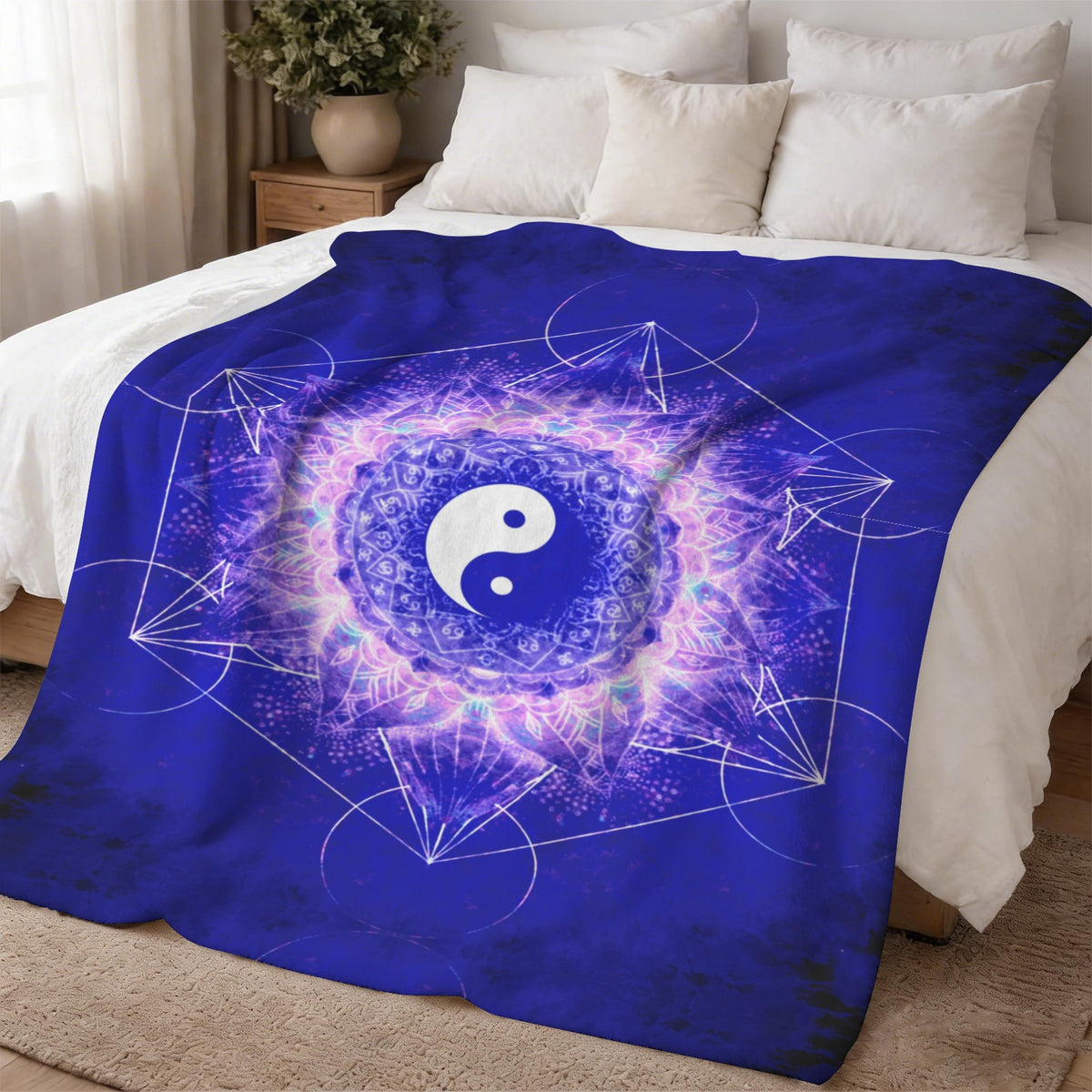 Katerina's Uncertainty in Time & Space Yin Yang Meditations Sherpa Fleece Blanket 60" x 80" | Ships from USA