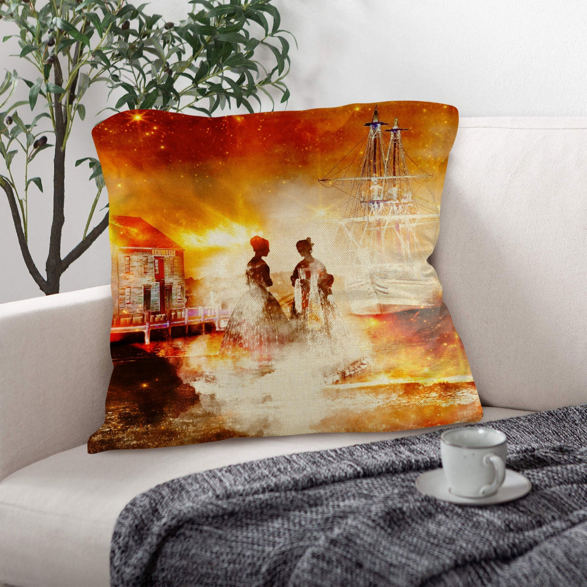 Samhain Eve Salem Dreams Linen Throw Pillow 18" x 18" ( 1 Piece ) | Ships from USA