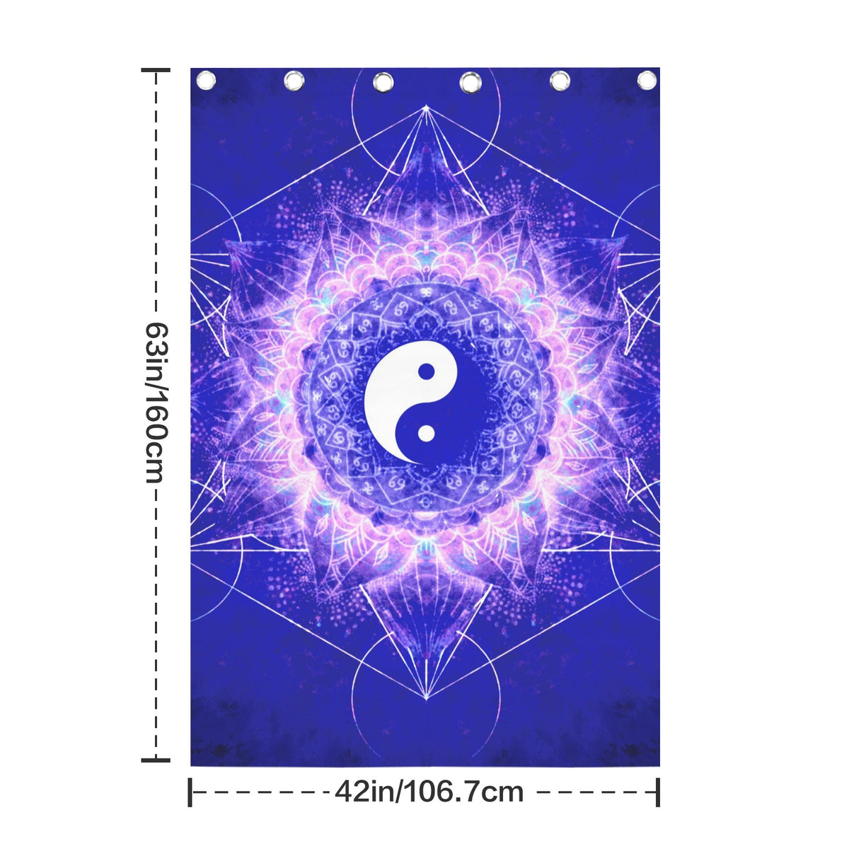 Katerina's Uncertainty in Time & Space Yin Yang Meditations Grommet Curtain 42" x 63" ( 1 Piece ) | Ships from USA