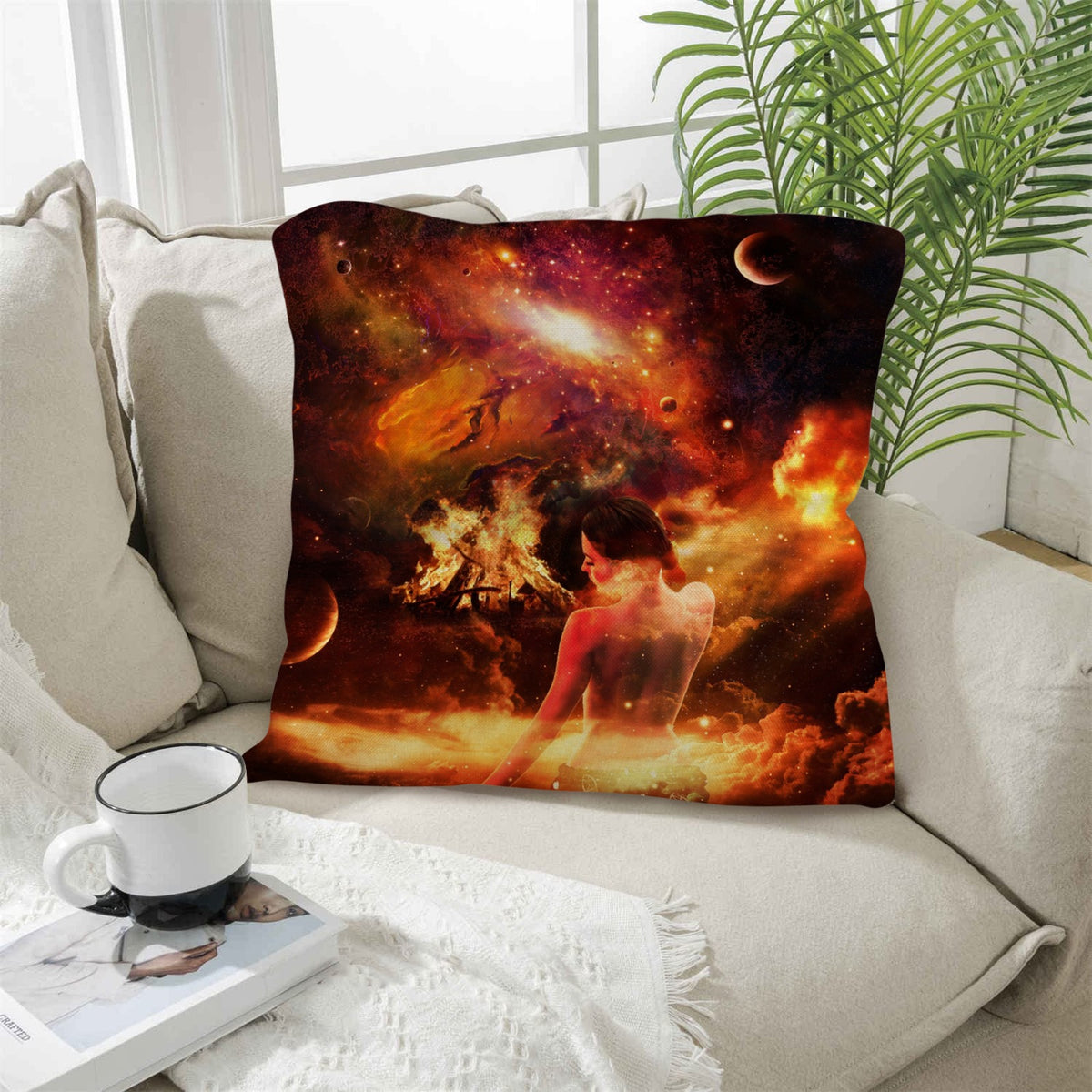 Samhain Magical Night Dreams Linen Throw Pillow 18" x 18" ( 1 Piece ) | Ships from USA