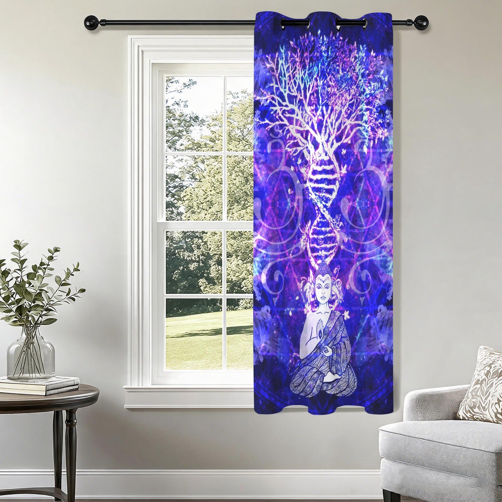 Katerina's Dragon's Eye Desires Buddha Meditations Grommet Curtain 42" x 63" ( 1 Piece ) | Ships from USA