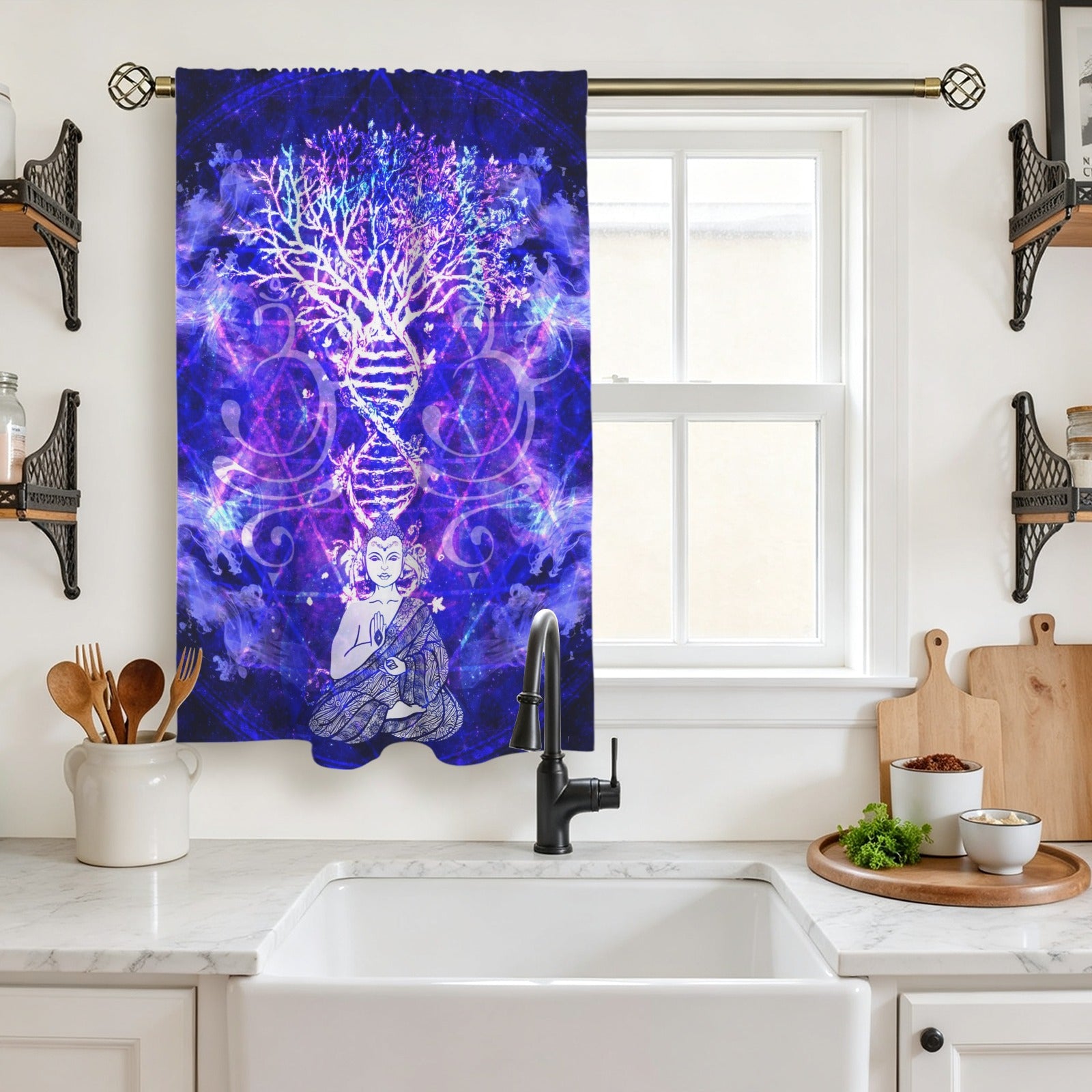 Katerina’s Dragon’s Eye Desires Buddha Meditations Window Curtain 27.6" x 39.4" ( 1 Piece ) | Ships from USA
