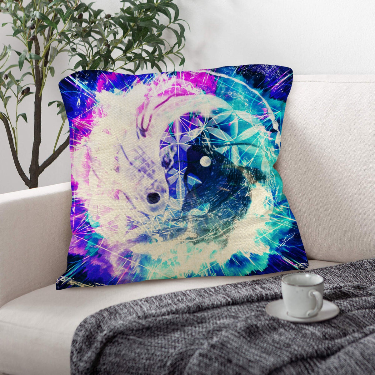 Creation's Koi Meditations Linen Throw Pillow 18" x 18" ( 1 Piece ) | Ships from USA