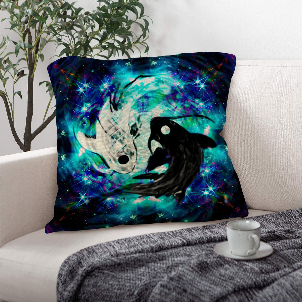 Katerina's Now & Forever Koi Desires Linen Throw Pillow 18" x 18" ( 1 Piece ) | Ships from USA