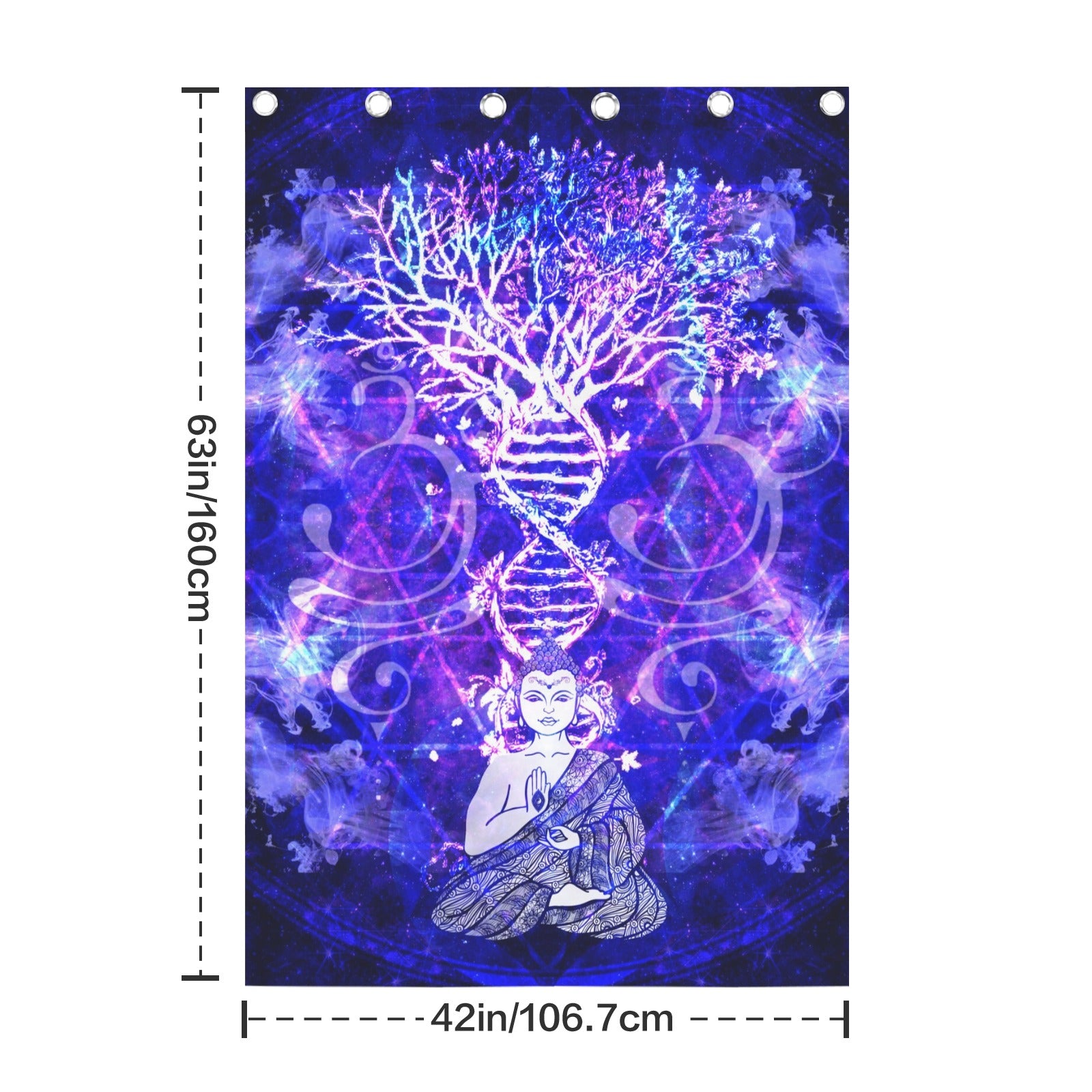 Katerina's Dragon's Eye Desires Buddha Meditations Grommet Curtain 42" x 63" ( 1 Piece ) | Ships from USA