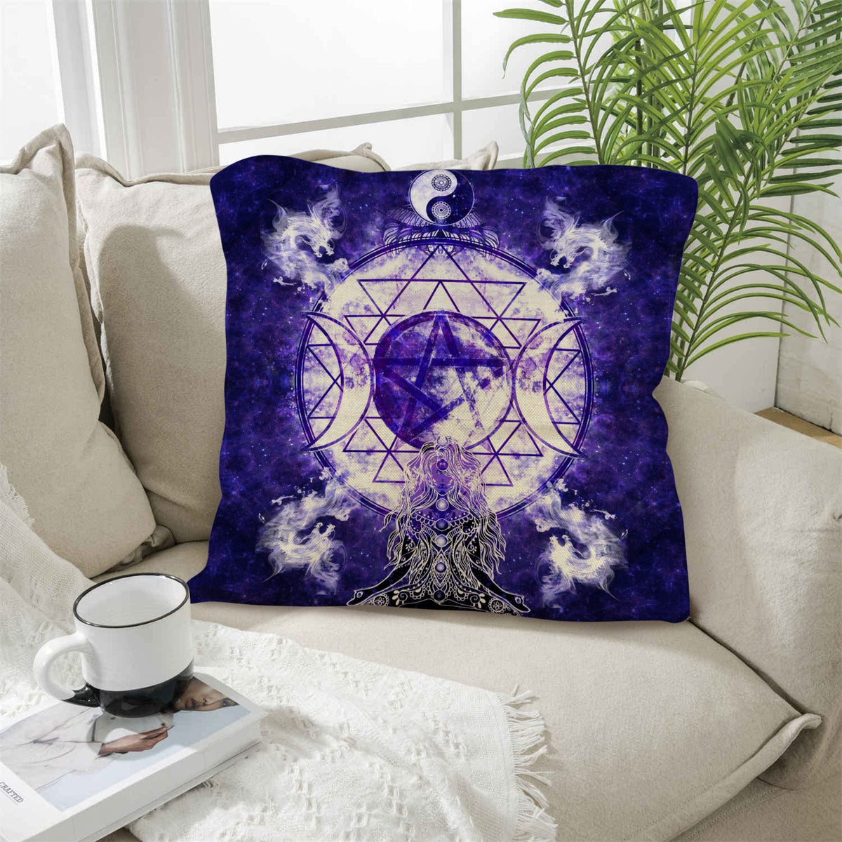 Katerina's Dragon's Eye Magickal Awakening Meditations Linen Throw Pillow 18" x 18" ( 1 Piece ) | Ships from USA