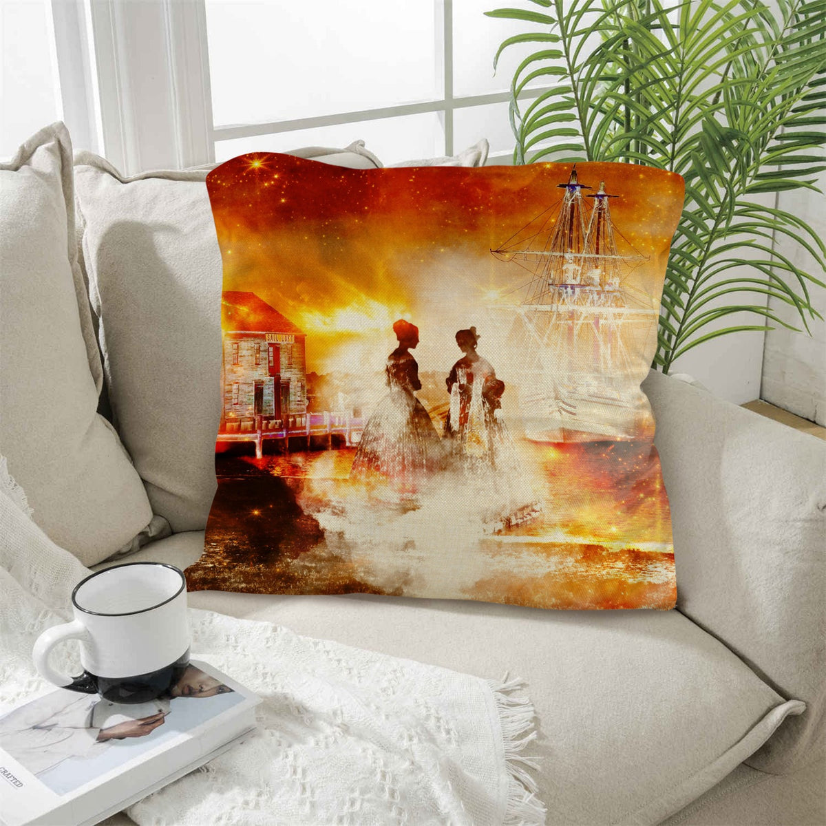 Samhain Eve Salem Dreams Linen Throw Pillow 18" x 18" ( 1 Piece ) | Ships from USA