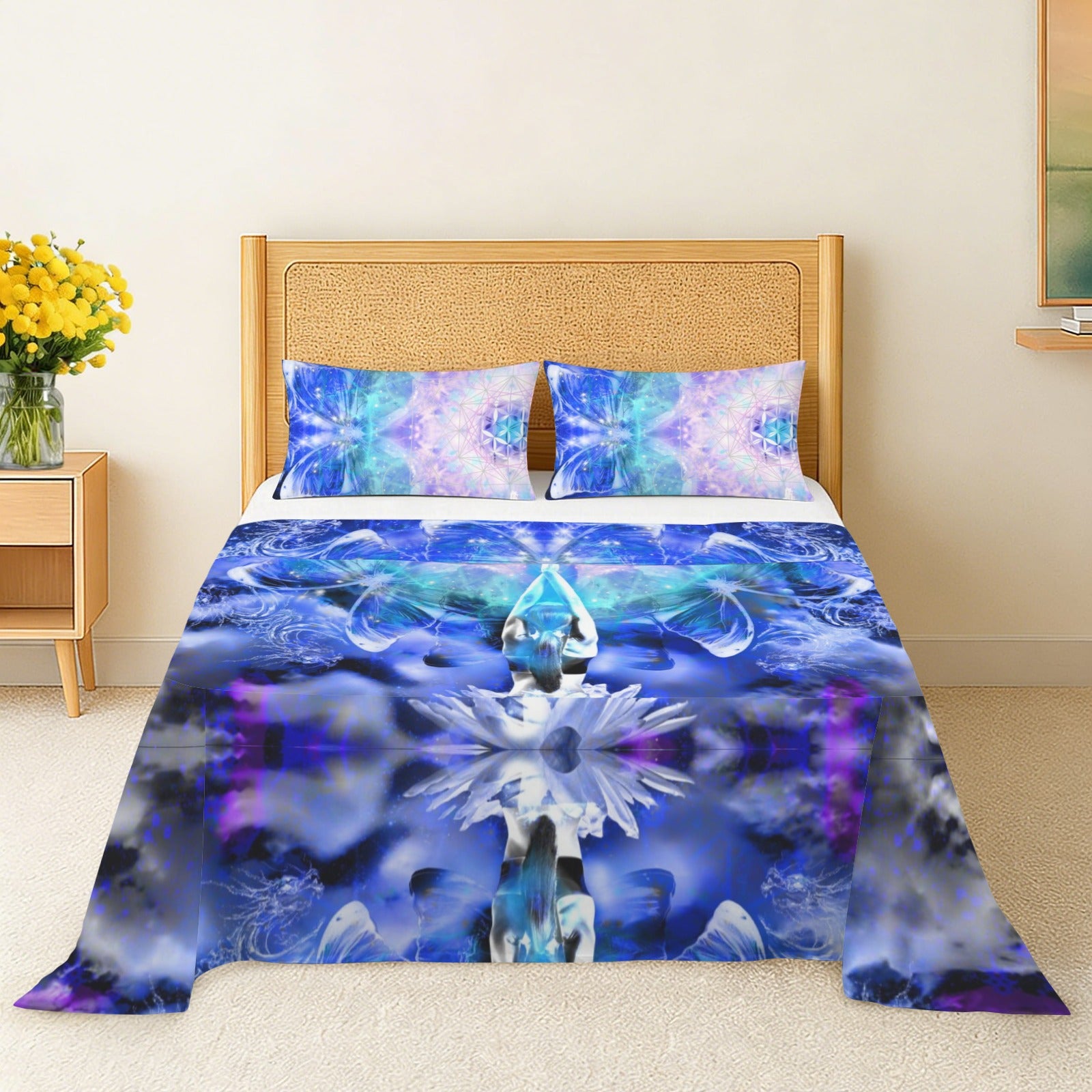 Amen Jin's Katerina's Eros & Psyche Metamorphosis Meditations 3-Piece Bedding Set (Bed Sheet + Pillowcases)  | Ships from USA