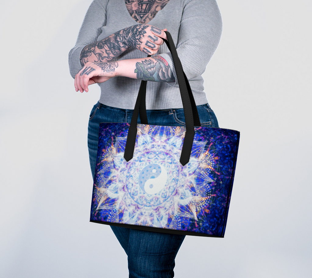 Amen Jin's Afterall Desires Yin Yang Meditations Vegan Leather Tote Bag