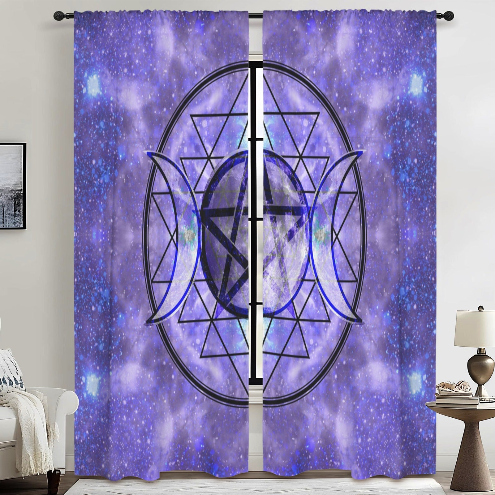 Katerina's Triple Goddess Magickal Desires Floor-To-Ceiling Curtain 52x84inch | Ships from USA