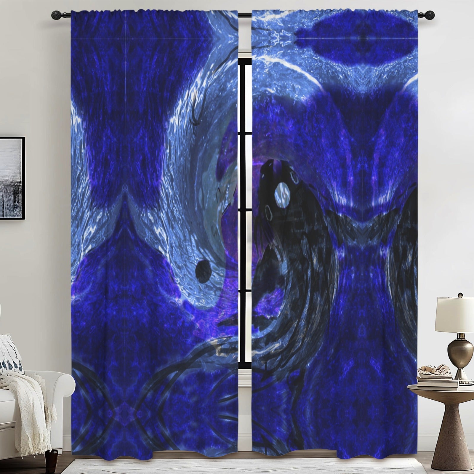 Katerina's Dragon's Eye Koi Desires Floor-To-Ceiling Curtain 52x84inch | Ships from USA