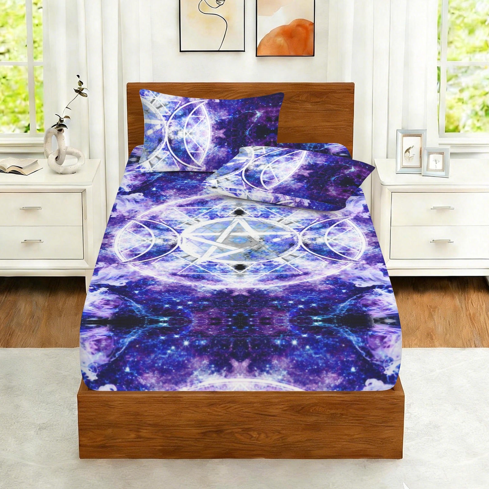 Amen Jin's Katerina's Dracularian Dragoness Triple Goddess Meditations Twin Bedding Set (Fitted Sheet + Pillowcases) | Ships from USA