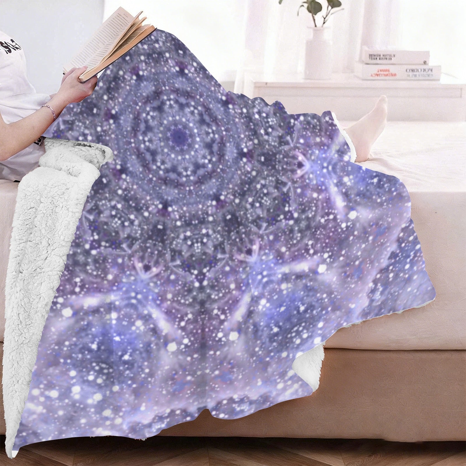Katerina's Lilac Star Desires Sherpa Fleece Blanket 60" x 80" | Ships from USA