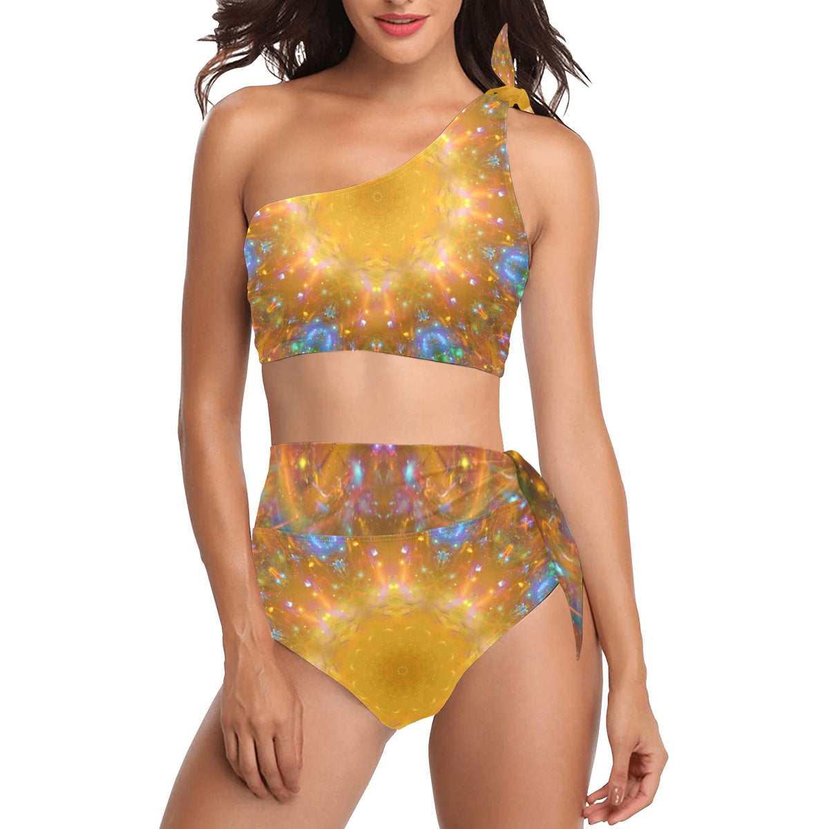 Amen Jin's Dreams of the Lake Desires High Waisted One Shoulder Bikini Set (S16)