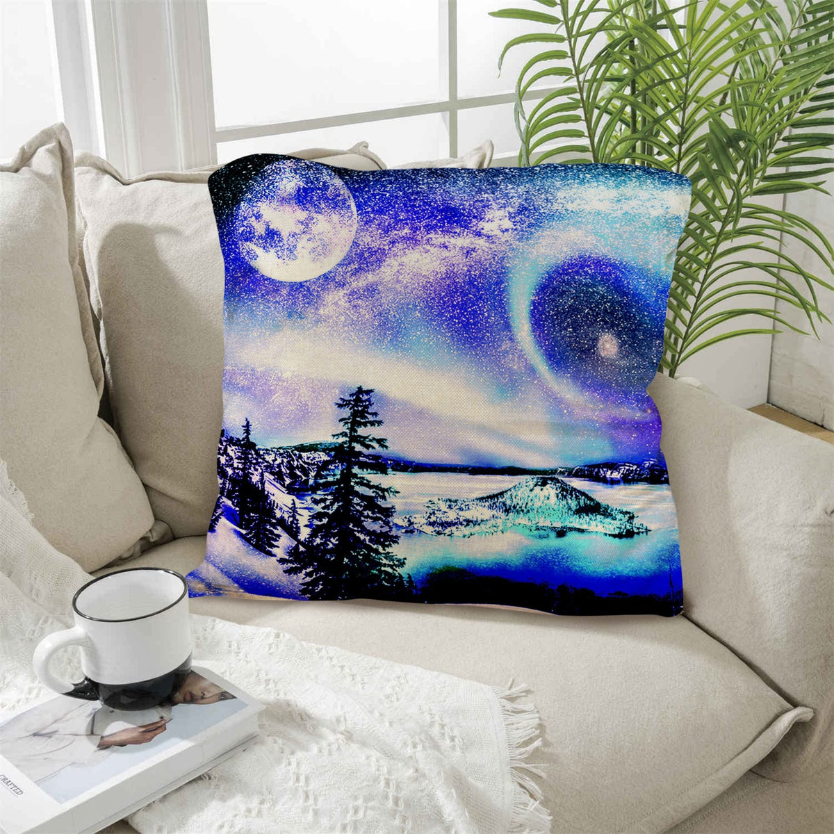 Katerina's Lolite Noel Yule Night Dreams Linen Throw Pillow 18" x 18" ( 1 Piece ) | Ships from USA