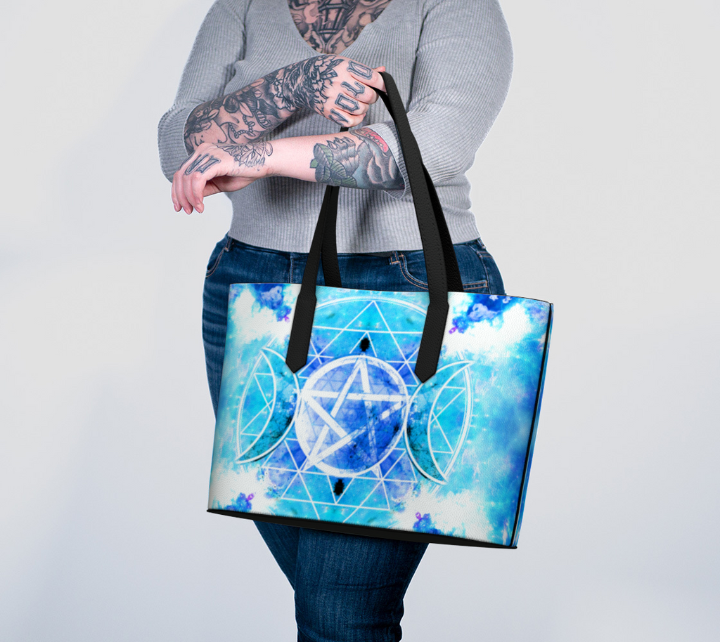 Amen Jin's Mandala of Dragon Fire Desires Triple Goddess Meditations Vegan Leather Tote Bag