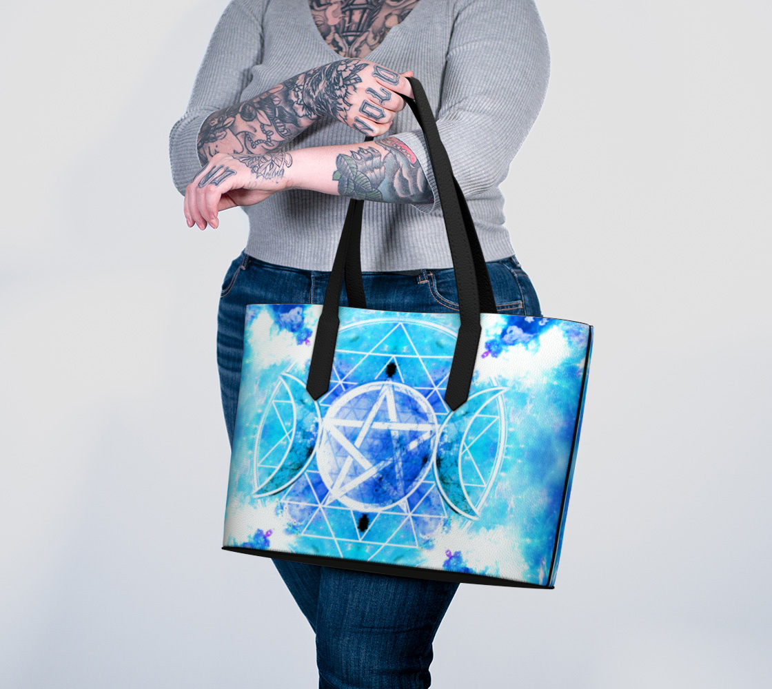 Amen Jin's Mandala of Dragon Fire Desires Triple Goddess Meditations Vegan Leather Tote Bag