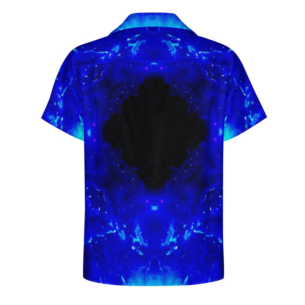 Amen Jin's Blue Fire Desires Cuban collar shirt