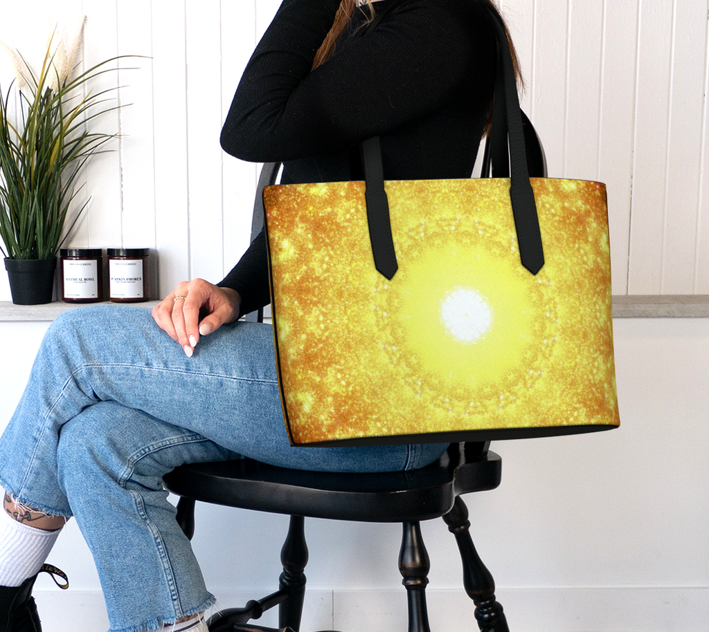 Katerina Autistic Golden Desires Vegan Leather Tote Bag