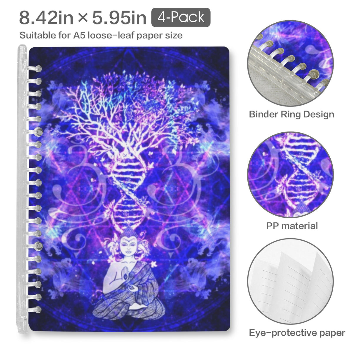 Katerina's Dragon's Eye Desires Buddha Meditations Loose Leaf Notebooks Set of 4