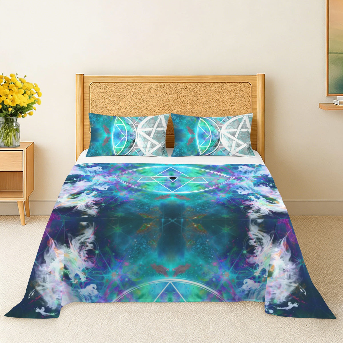 Katerina's Now & Forever Triple Goddess Meditations 3-Piece Bedding Set (Bed Sheet + Pillowcases)  | Ships from USA