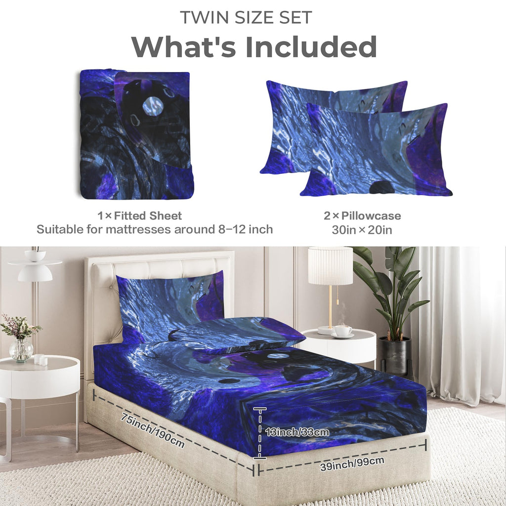 Katerina's Dragon's Eye Desires Koi Dreams Twin Bedding Set (Fitted Sheet + Pillowcases) | Ships from USA