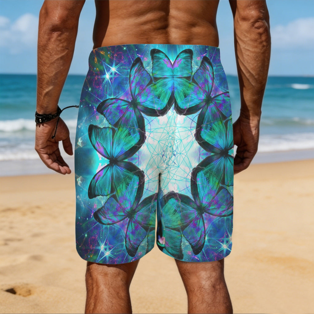 Katerina's Now & Forever Metamorphosis Meditations Men's All Over Print Beach Shorts (Sets 26) | Ships from USA