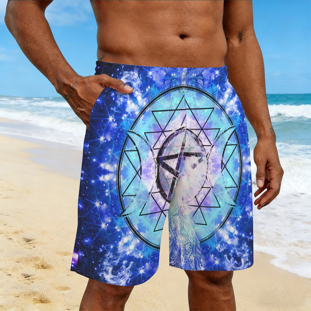 Amen Jin's Katerina's Eros & Psyche Magickal Awakening Meditations Men's All Over Print Beach Shorts (Sets 26) | Ships from USA