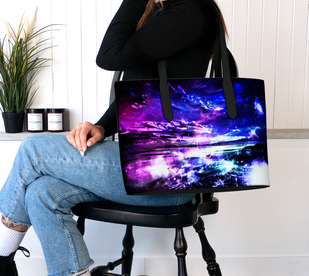 Amethyst Dancing Sea Dreams Vegan Leather Tote Bag
