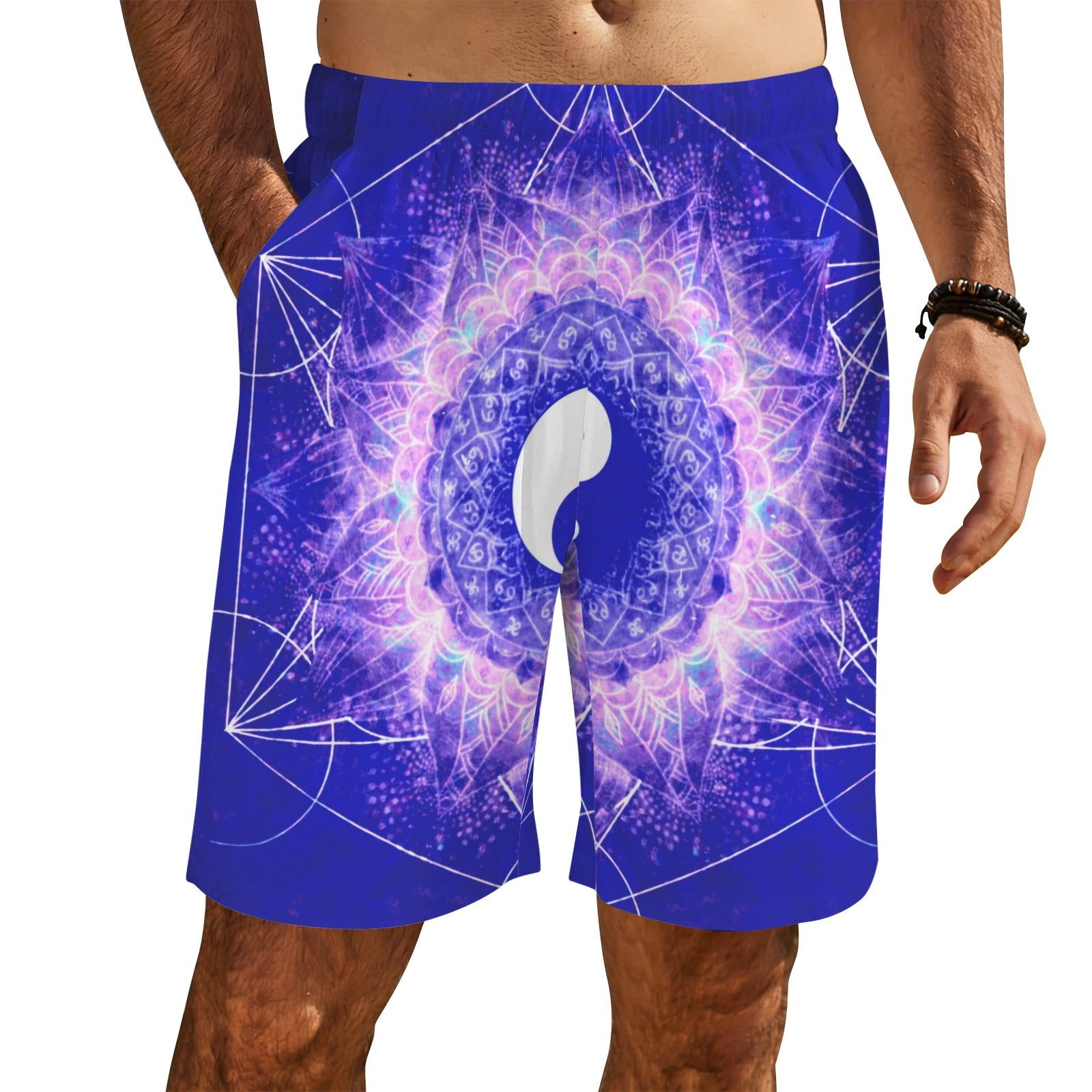 Katerina's Uncertainty in Time & Space Yin Yang Meditations Men's All Over Print Beach Shorts (Sets 26) | Ships from USA