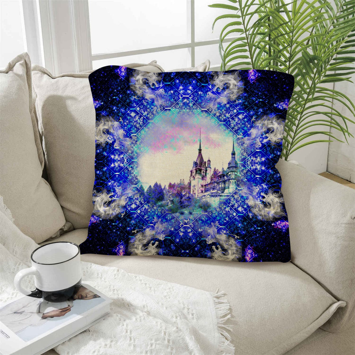 Amen Jin's Katerina's Eros & Psyche Desires Dragoness Dreams Linen Throw Pillow 18" x 18" ( 1 Piece ) | Ships from USA