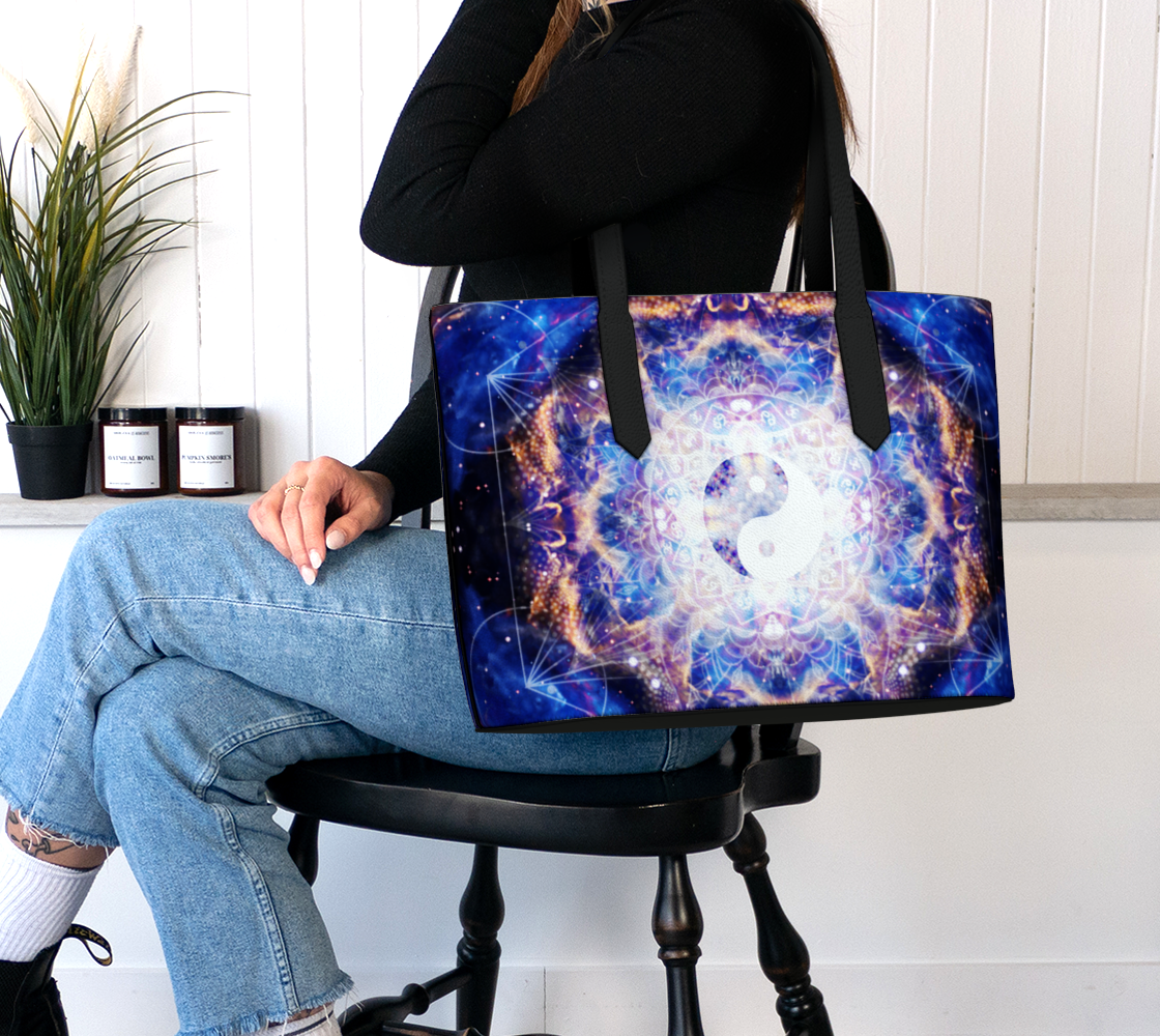 Amen Jin's Forgiveness Desires Yin Yang Meditations Vegan Leather Tote Bag