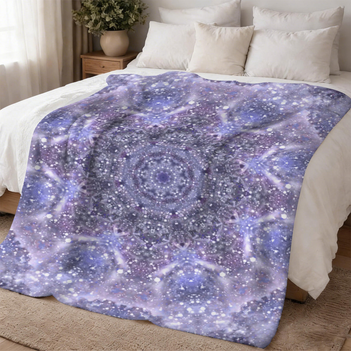 Katerina's Lilac Star Desires Sherpa Fleece Blanket 60" x 80" | Ships from USA