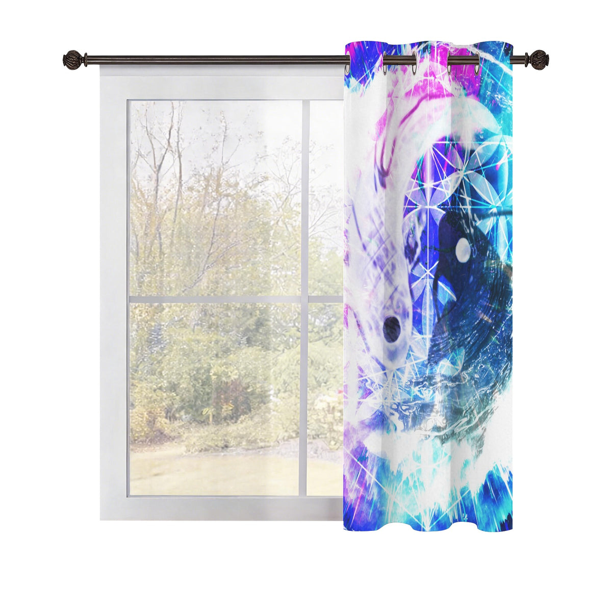 Creation's Koi Meditations Grommet Curtain 42" x 63" ( 1 Piece ) | Ships from USA