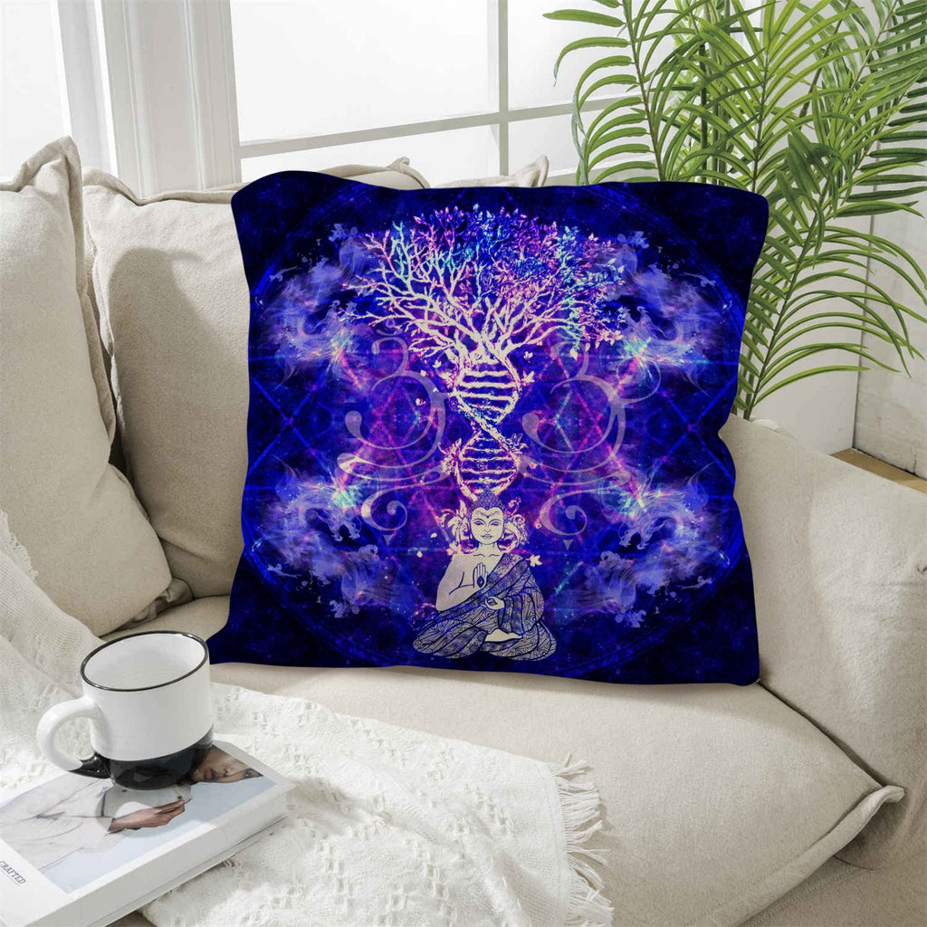 Katerina’s Dragon's Eye Desires Buddha Meditations Linen Throw Pillow 18" x 18" ( 1 Piece ) | Ships from USA