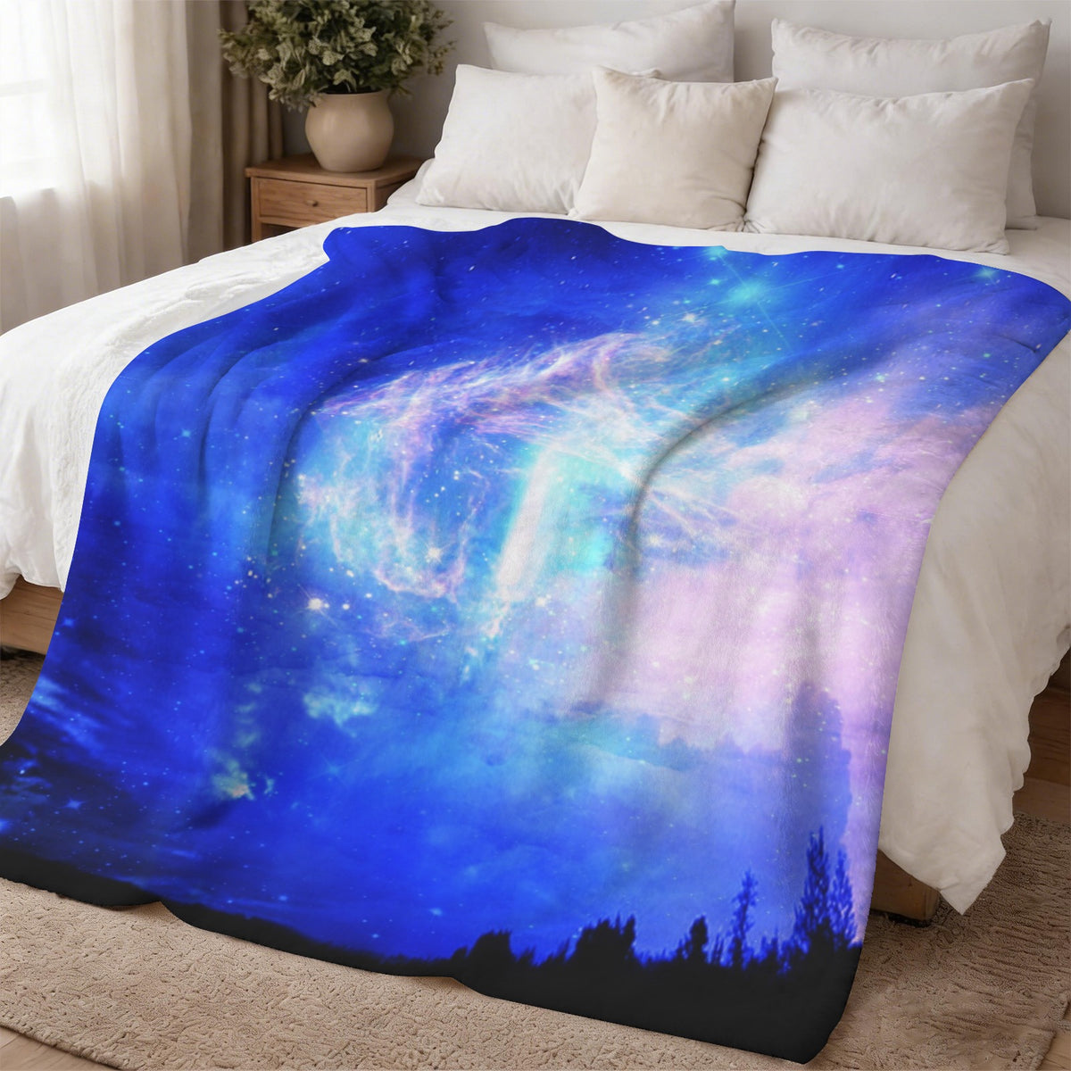 Starry Night Dreams Sherpa Fleece Blanket 60" x 80" | Ships from USA