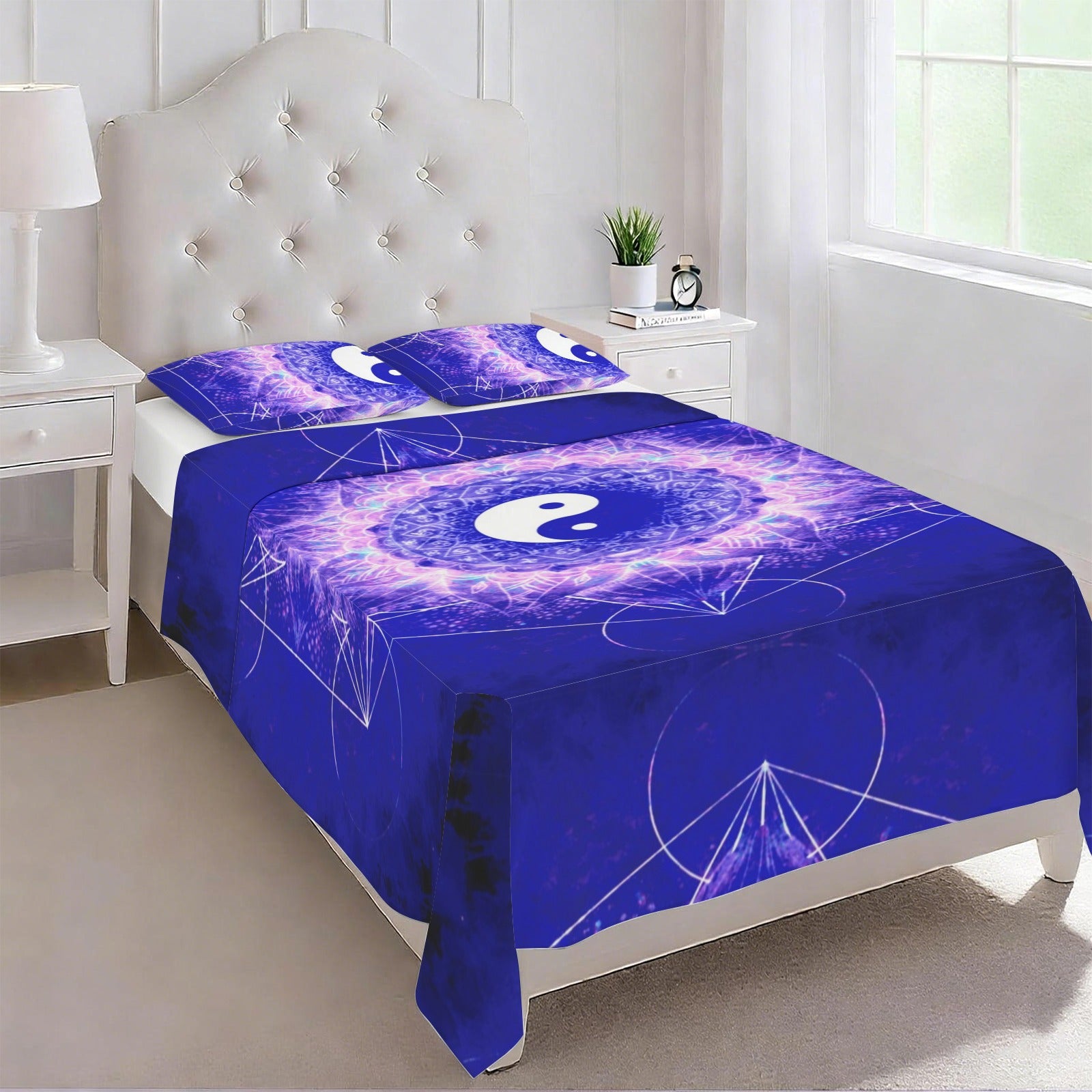 Katerina's Uncertainty in Time & Space Yin Yang Meditations 3-Piece Bedding Set (Bed Sheet + Pillowcases)  | Ships from USA