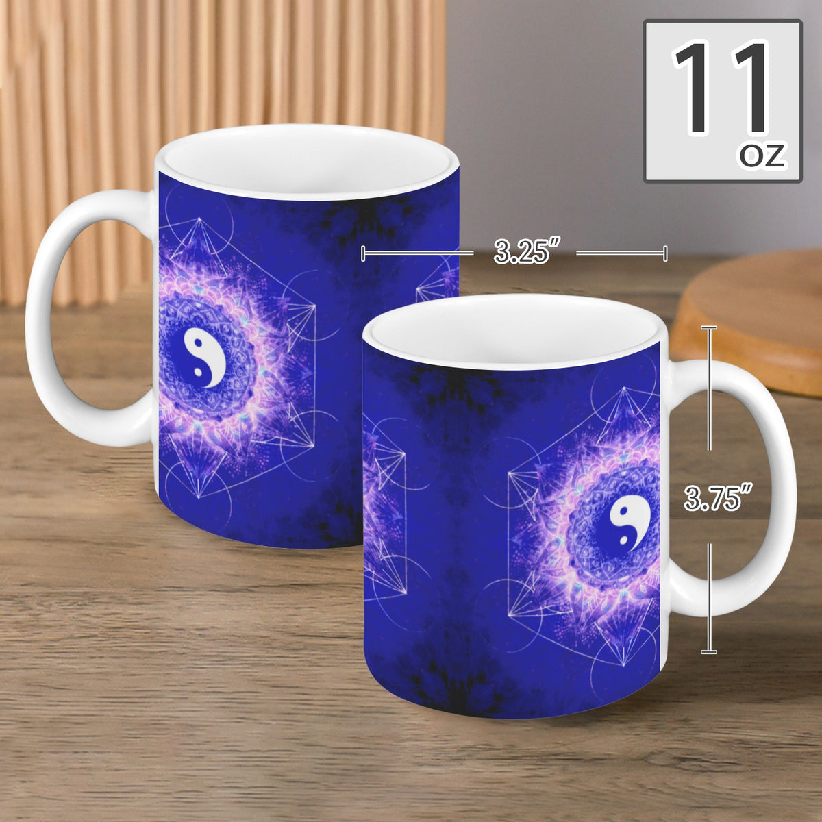 Katerina's Uncertainty in Time & Space Yin Yang Meditations Custom White Mug(11OZ)(Set of 2) | Ships from USA