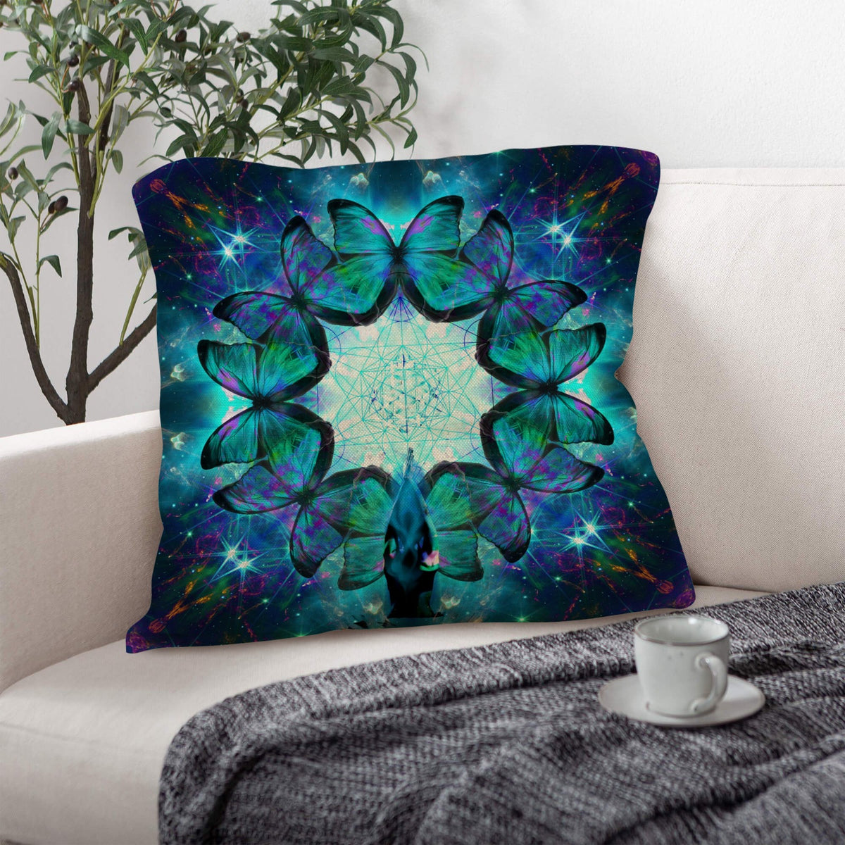Katerina's Now & Forever Metamorphosis Meditations Linen Throw Pillow 18" x 18" ( 1 Piece ) | Ships from USA