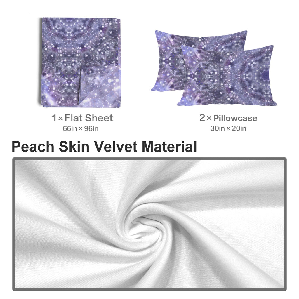 Katerina's Lilac Star Desires 3-Piece Bedding Set (Bed Sheet + Pillowcases)  | Ships from USA