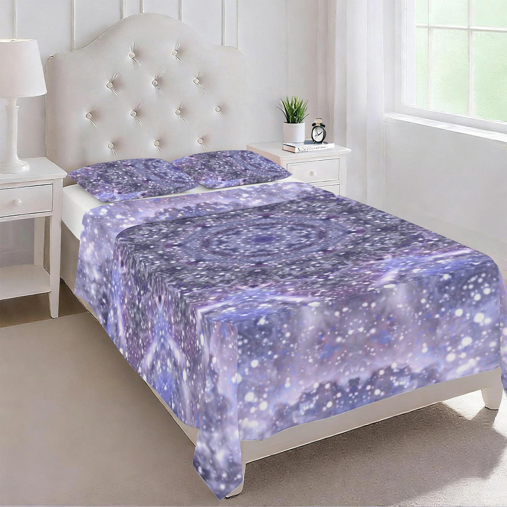 Katerina's Lilac Star Desires 3-Piece Bedding Set (Bed Sheet + Pillowcases)  | Ships from USA