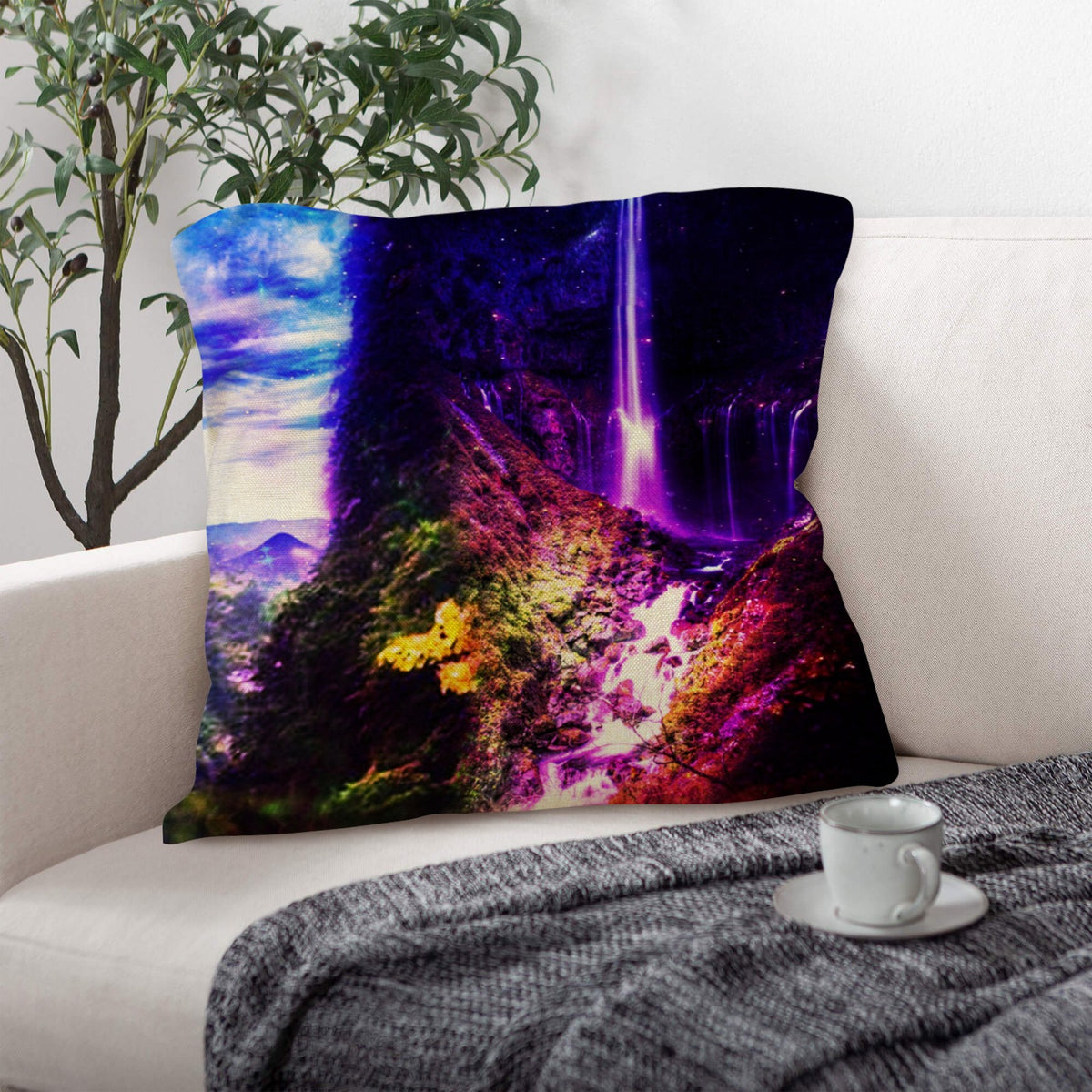 Creation's Heaven Abalone Lake Dreams Linen Throw Pillow 18" x 18" ( 1 Piece ) | Ships from USA