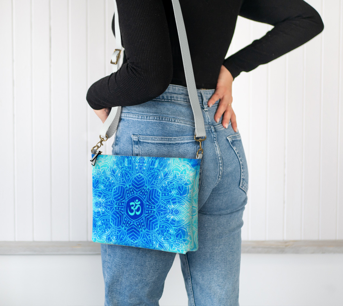 Amen Jin's Blue Fire Om Meditations Vegan Leather Crossbody Purse