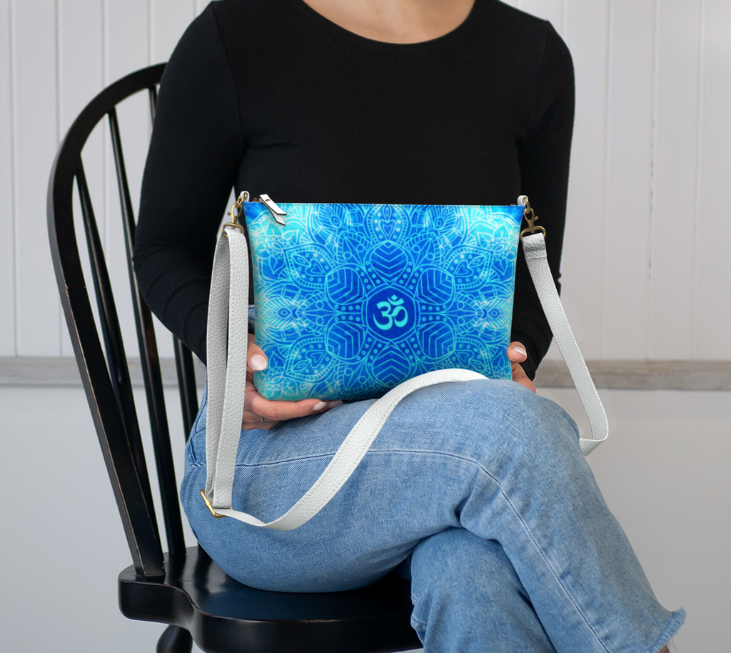 Amen Jin's Blue Fire Om Meditations Vegan Leather Crossbody Purse